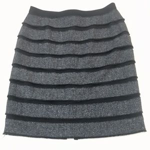 WORTHINGTON Y2K Black and White Tweed Fringe Pencil Skirt Size 12